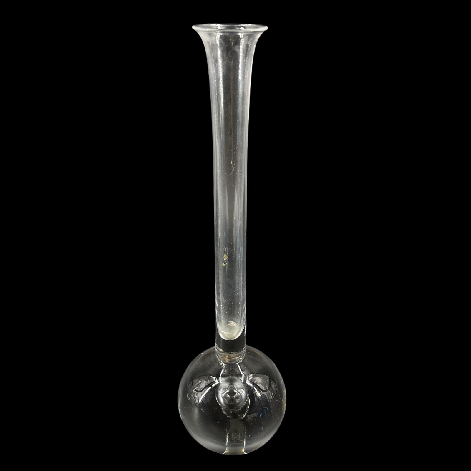 Vintage Controlled Bubble Clear Glass Paperweight Bud Vase 8\