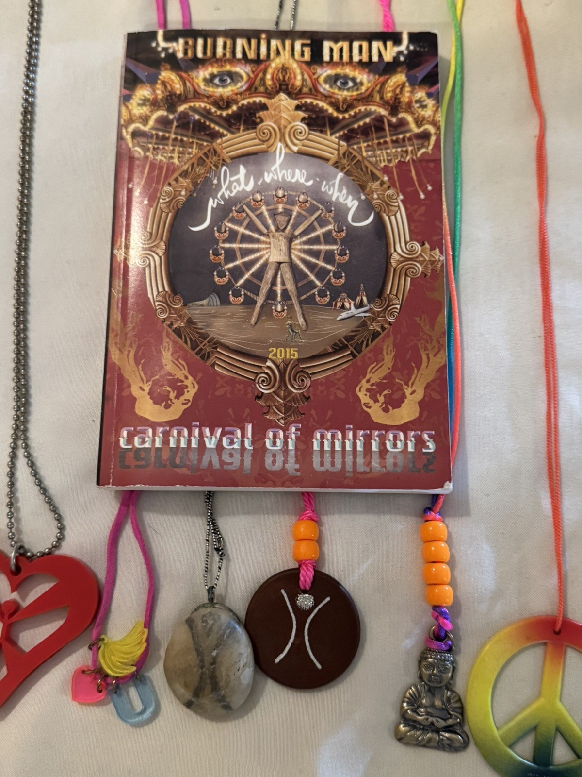 Burning Man 2015 What Where When - Carnival of Mirrors booklet and 23 Necklaces 