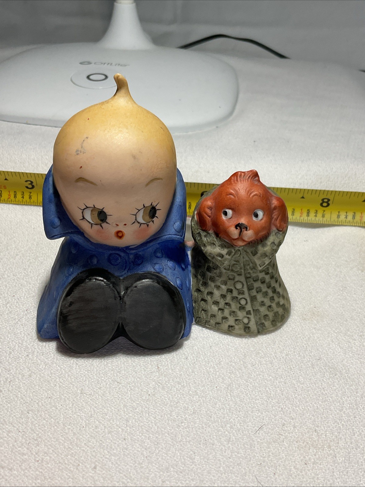 Vtg Shafer Vater Chloe Preston Peek-a-boos Boy & Dog Thimble Holder Pin Cushion