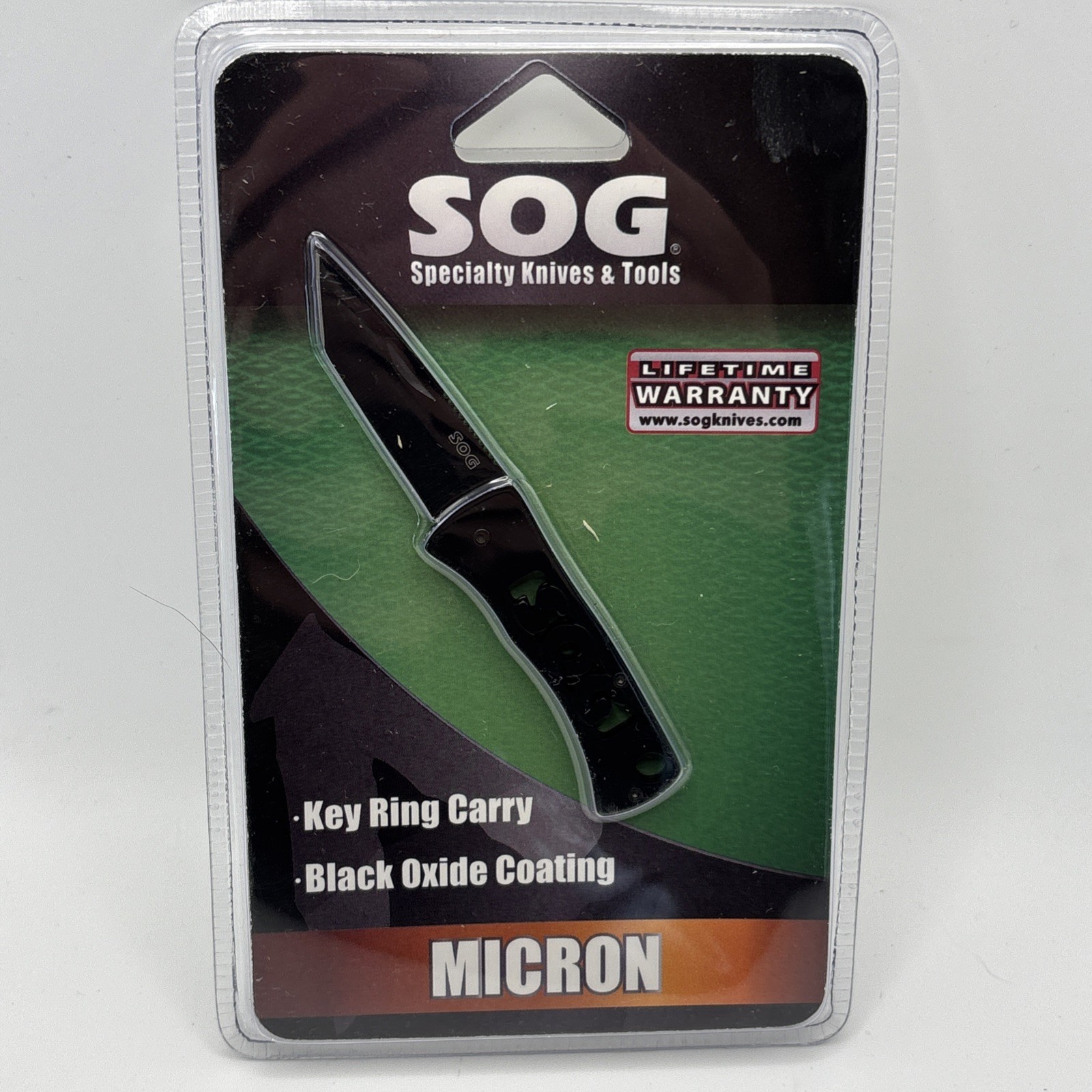 SOG Micron Key Ring Carry Black Oxide Folding Pocket Knife Tanto Blade New 2010