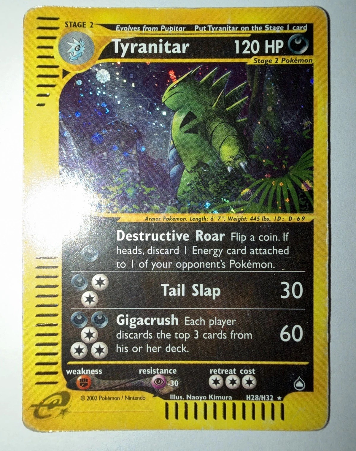 Tyranitar H28/H32 Aquapolis Holo Ultra Rare Pokemon TCG e-reader - Holo Swirl