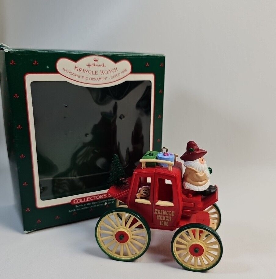 Vintage 1988 Hallmark Christmas Ornament Here Comes Santa Kringle Coach