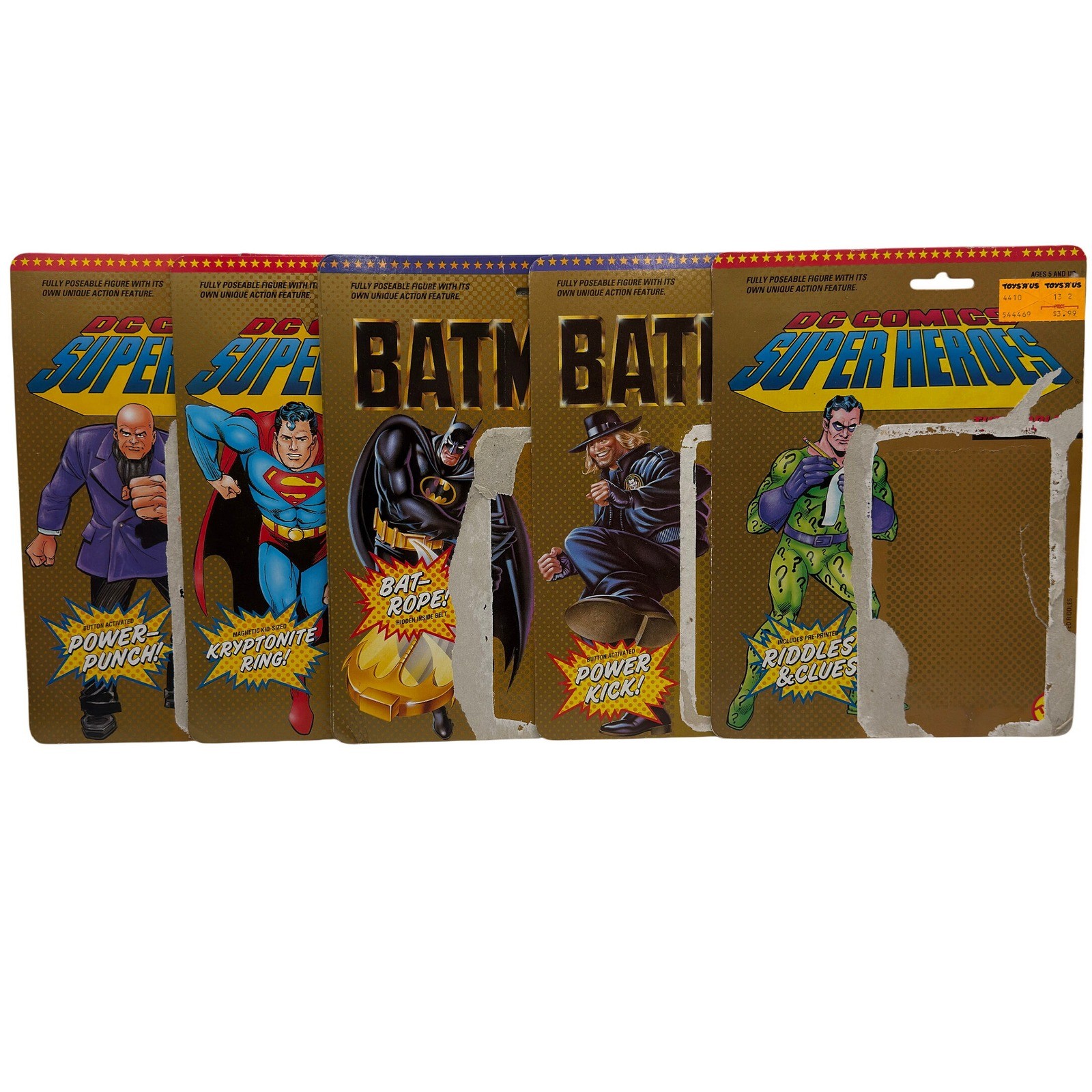 Vintage 1989 Kenner DC Super Heroes Batman Action Figure Cardbacks Lot of 7 Art