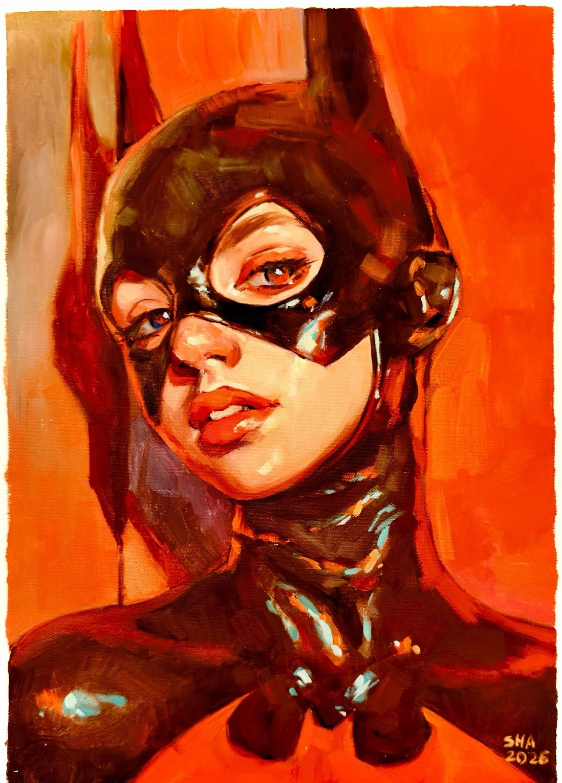 Batwoman: Kate Kane - 9.5x13.5 Hand-Painted Original Art by Anna Sharyha w/COA