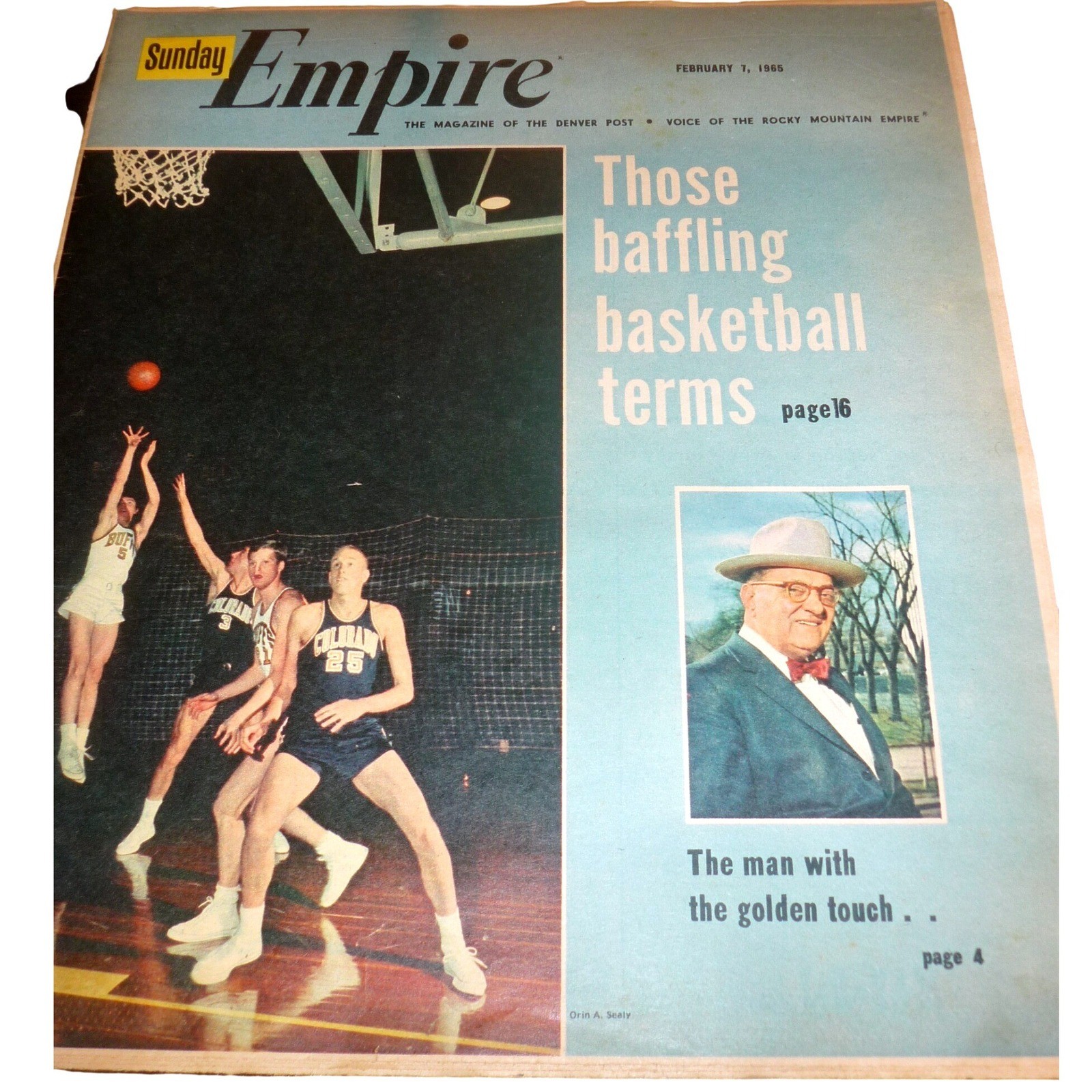 Vintage Sunday Empire Magazine Feb 7 1965 Denver Post Basketball Pete Dikeou