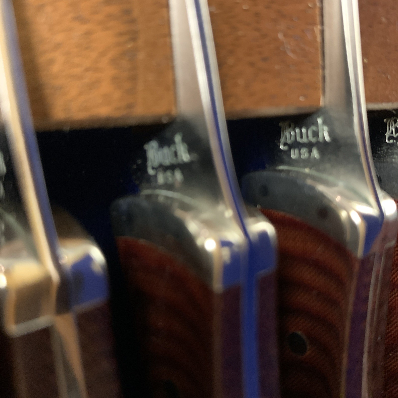 Vintage new Buck Royalty Line of Custom Cutlery Steak Knife Set of 6 Wooden Box