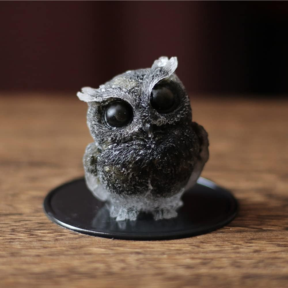 Owl Statue Tumbled Stone Gemstone Owl Figurine Home Shelf Décor