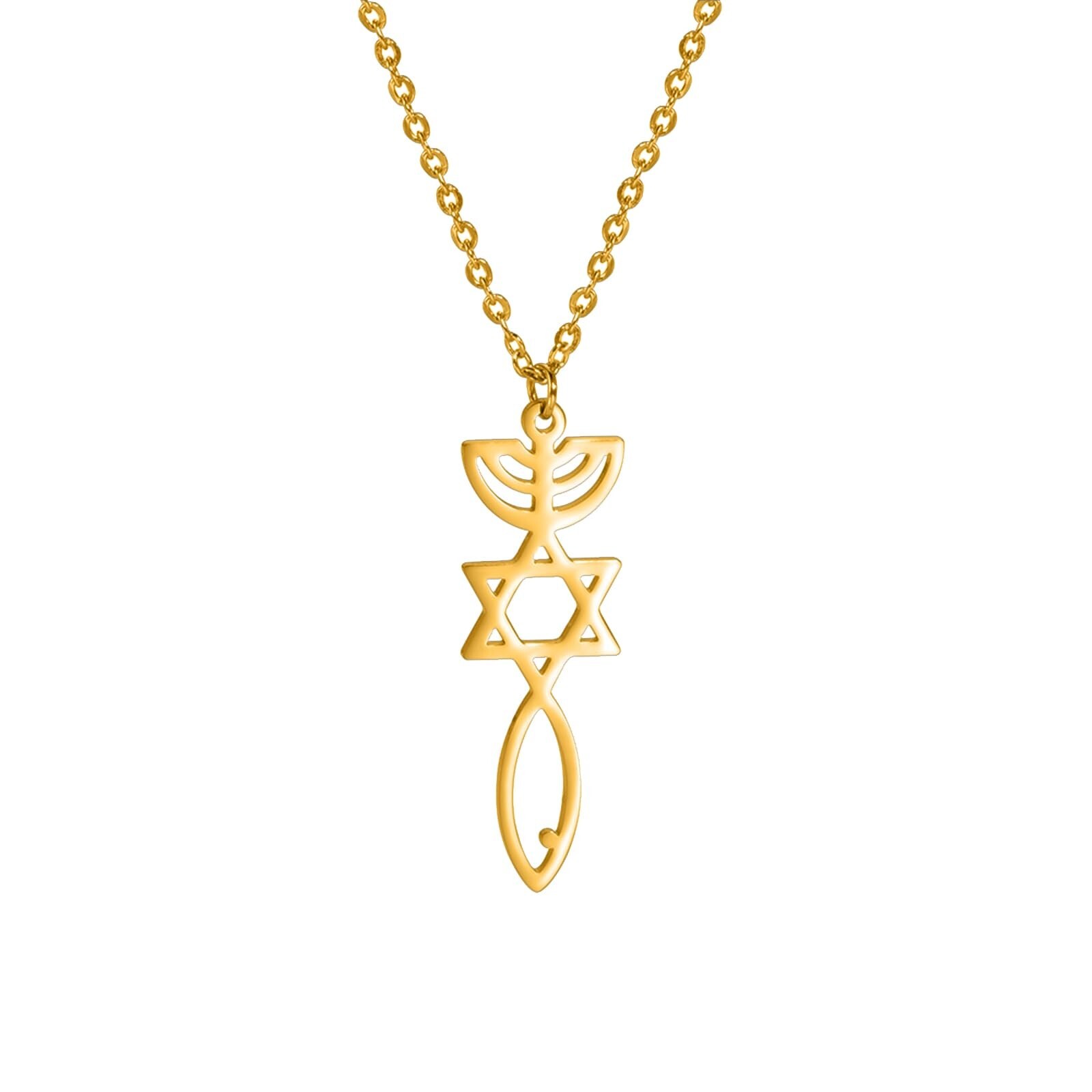 VASSAGO Messianic Seal Necklace Jesus Fish Ichthys Pendant Jewish David of St...
