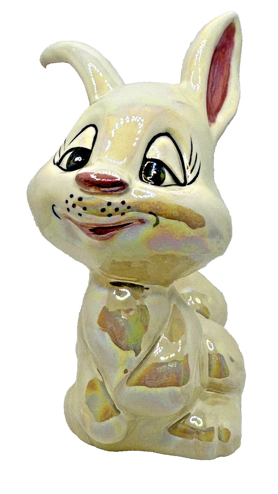 Easter Bunny pottery hand painted 1984 by WT with a iridescent wash