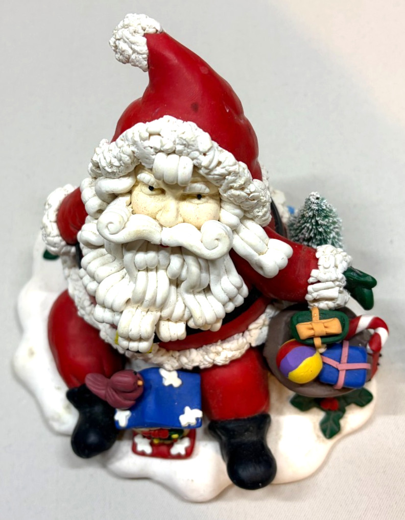 Vintage Kmart Clay Look Sitting Santa Claus Figurine 1990s Christmas Decor
