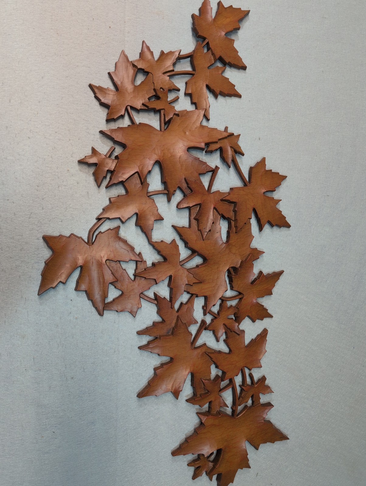 Vintage 1977 MCM Syroco Maple Leaf Large Wall Art Hanging Plaque #7413 39”x21”