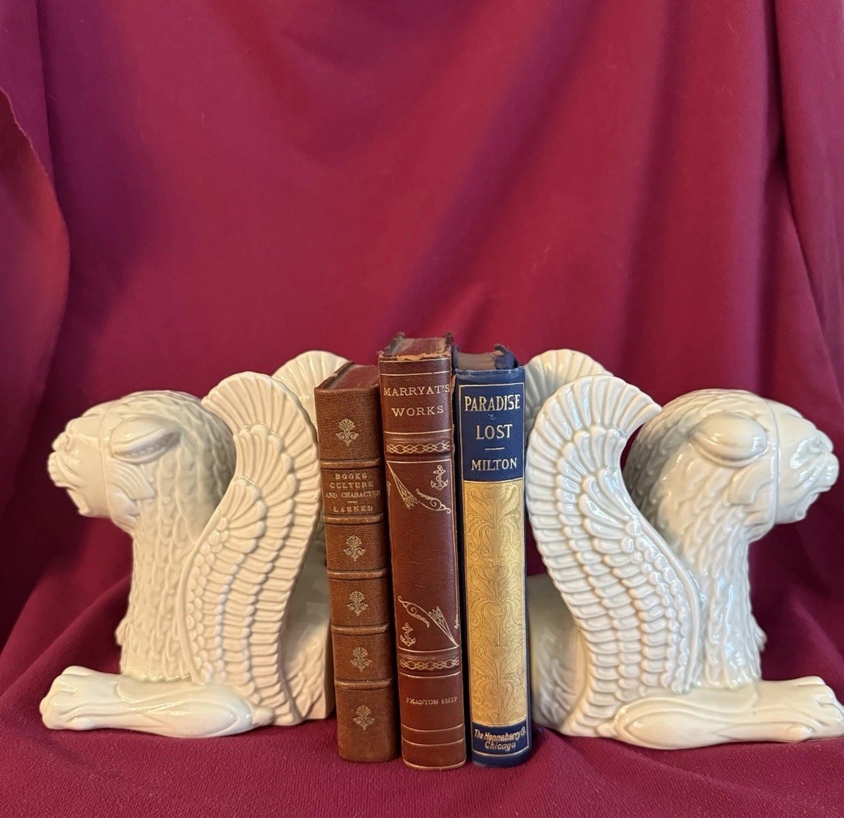 Rare Fitz & Floyd Griffin Gargoyle Mythical Winged Lion Bookends Rare Fitz & Floyd Griffin Gargoyle Mythical Winged Lion Bookends