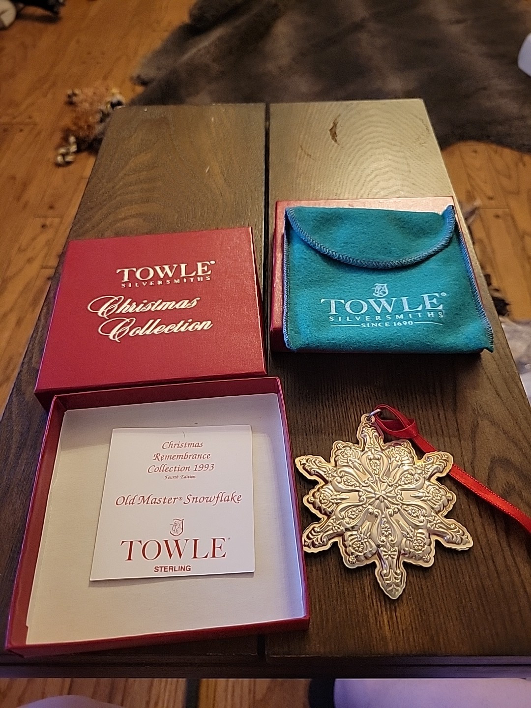 Towle Sterling Silver Snowflake Ornament Fourth Edition 1993 Never Used Nib