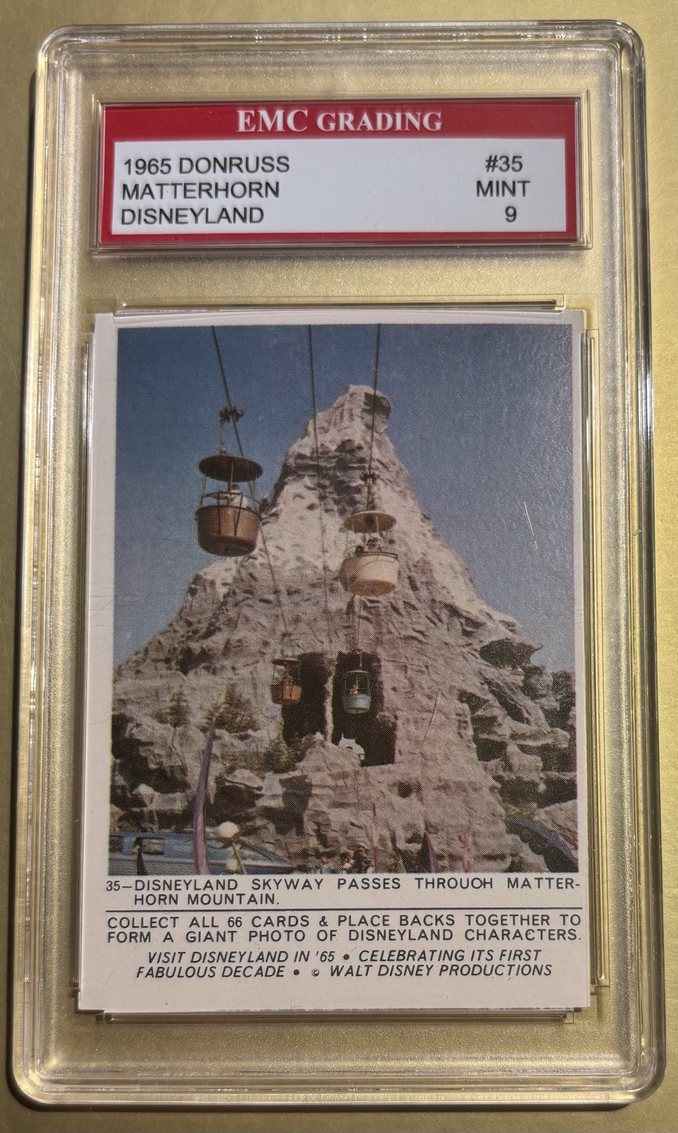 Vintage 1965 Donruss Disneyland #35 Skyway Passes Through Matterhorn Mint 9 EMC