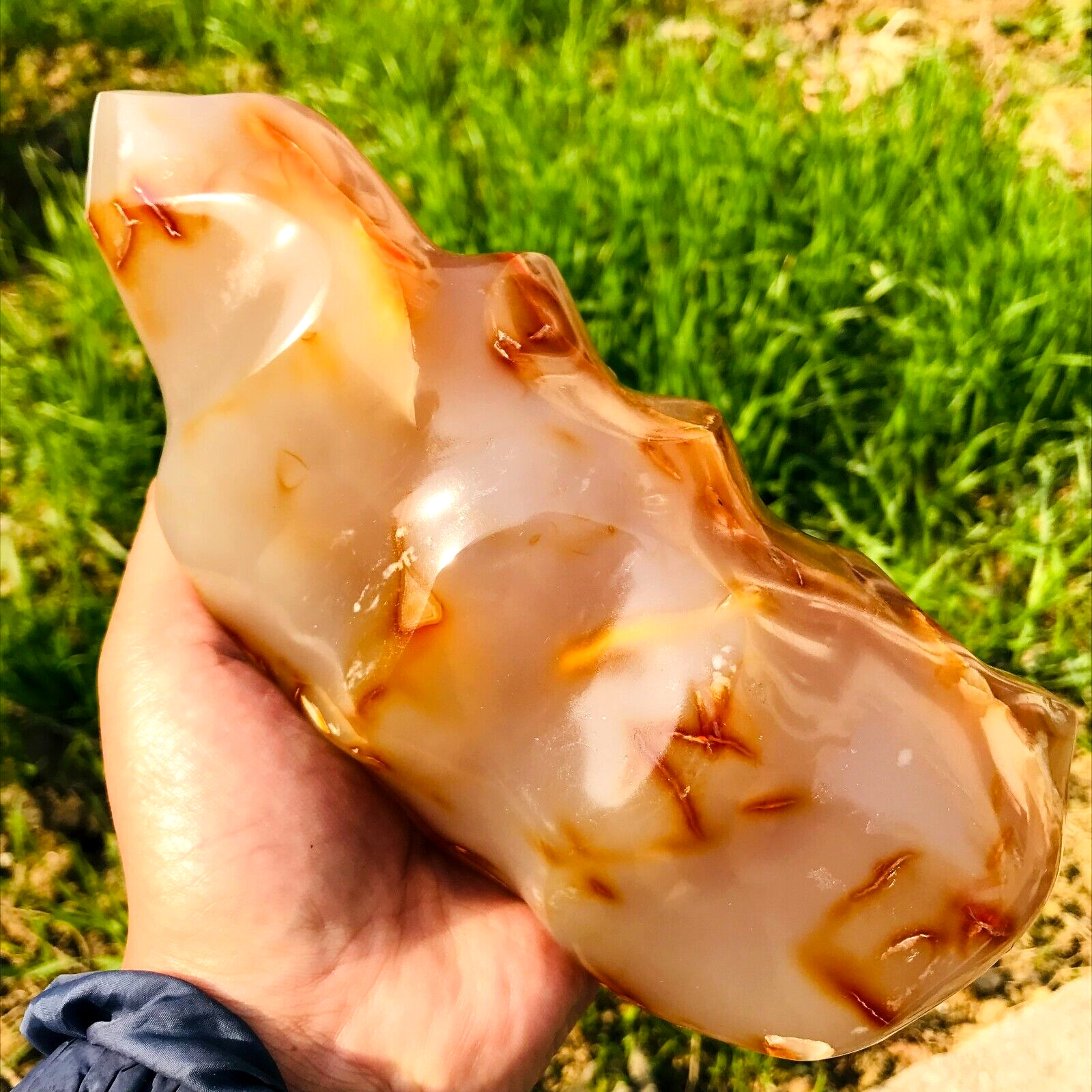 3.68lb Large Natural Agate Chalcedony Flame Crystal Torch Wand Specimen Healing