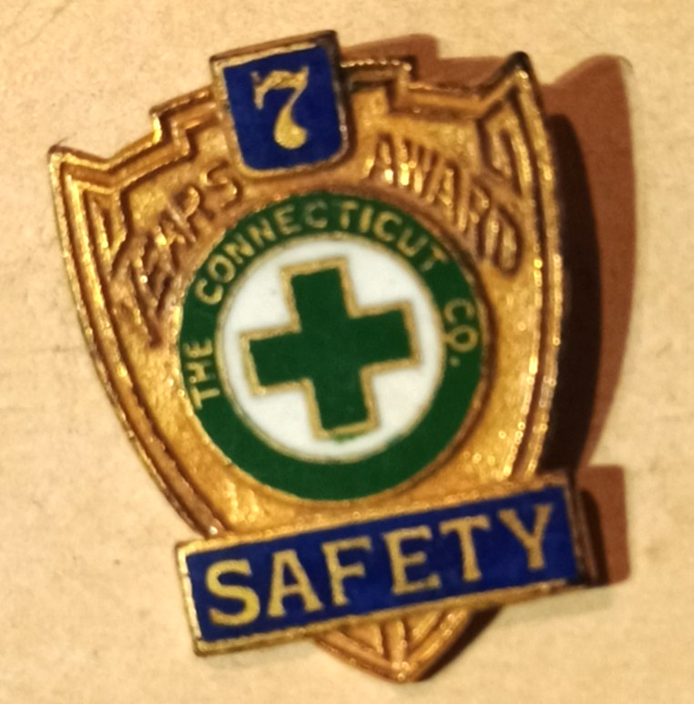 W & H-STERLING, The Connecticut Co. 7 Year Operator Safety Award Enamel Pinback
