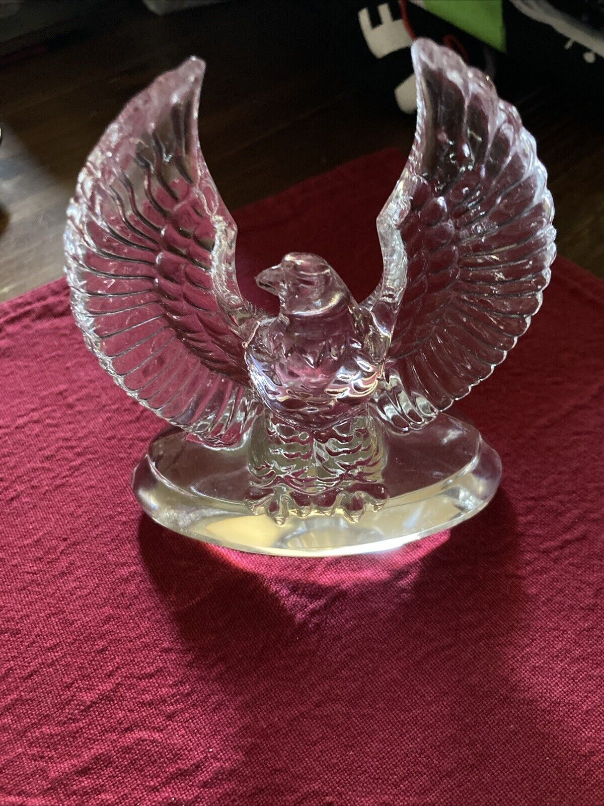 Vintage Stolzle Bald Eagle of Power Crystal Figurine Paperweight
