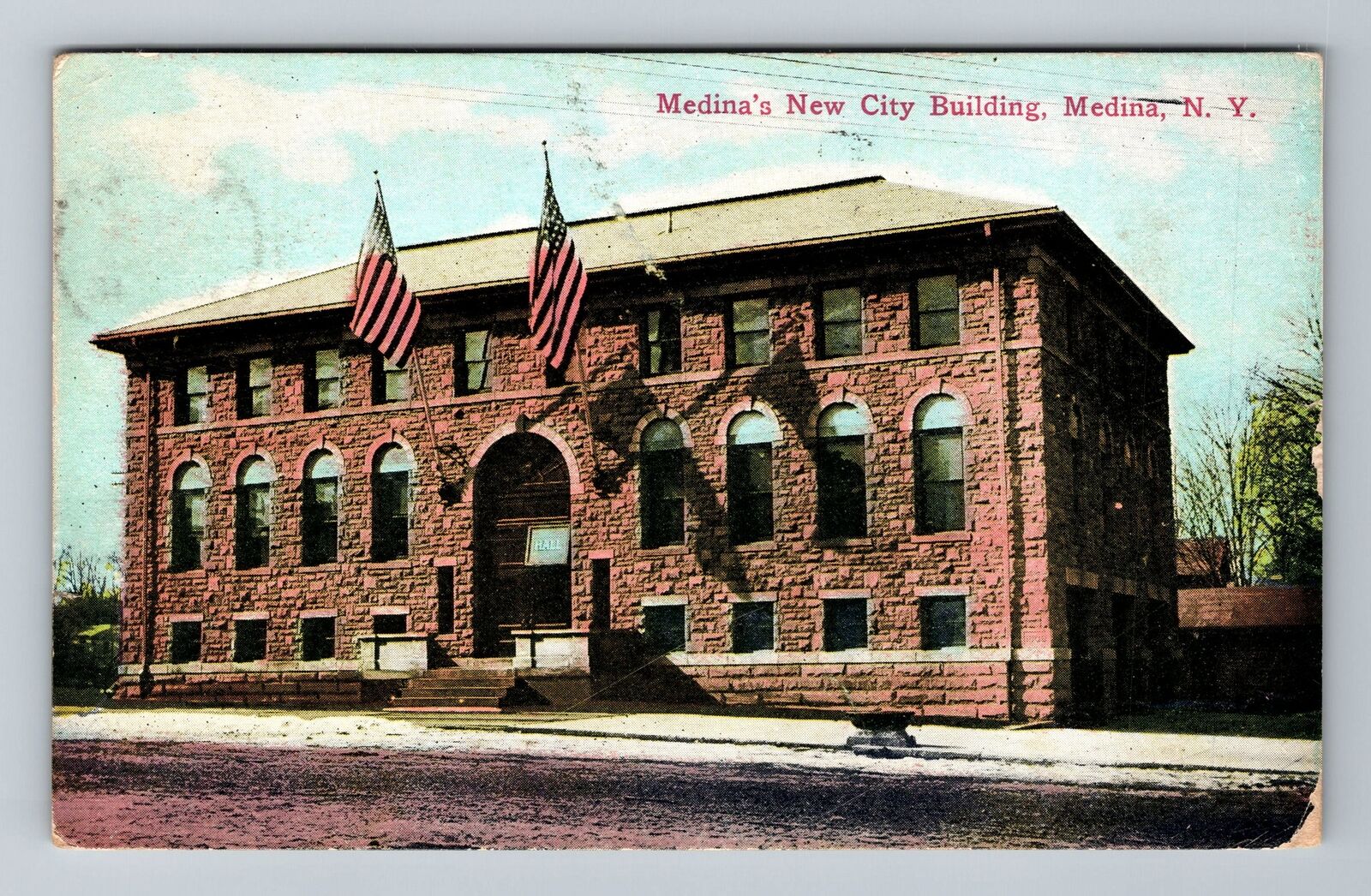 Medina NY-New York, Medina's New City Building Vintage c1912 Souvenir Postcard
