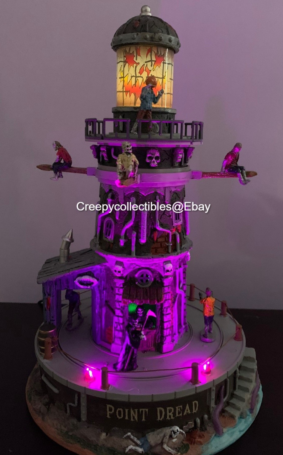 Lemax Spooky Town Point Dread Lighthouse-NIB Lights, Animated & Sound- see video