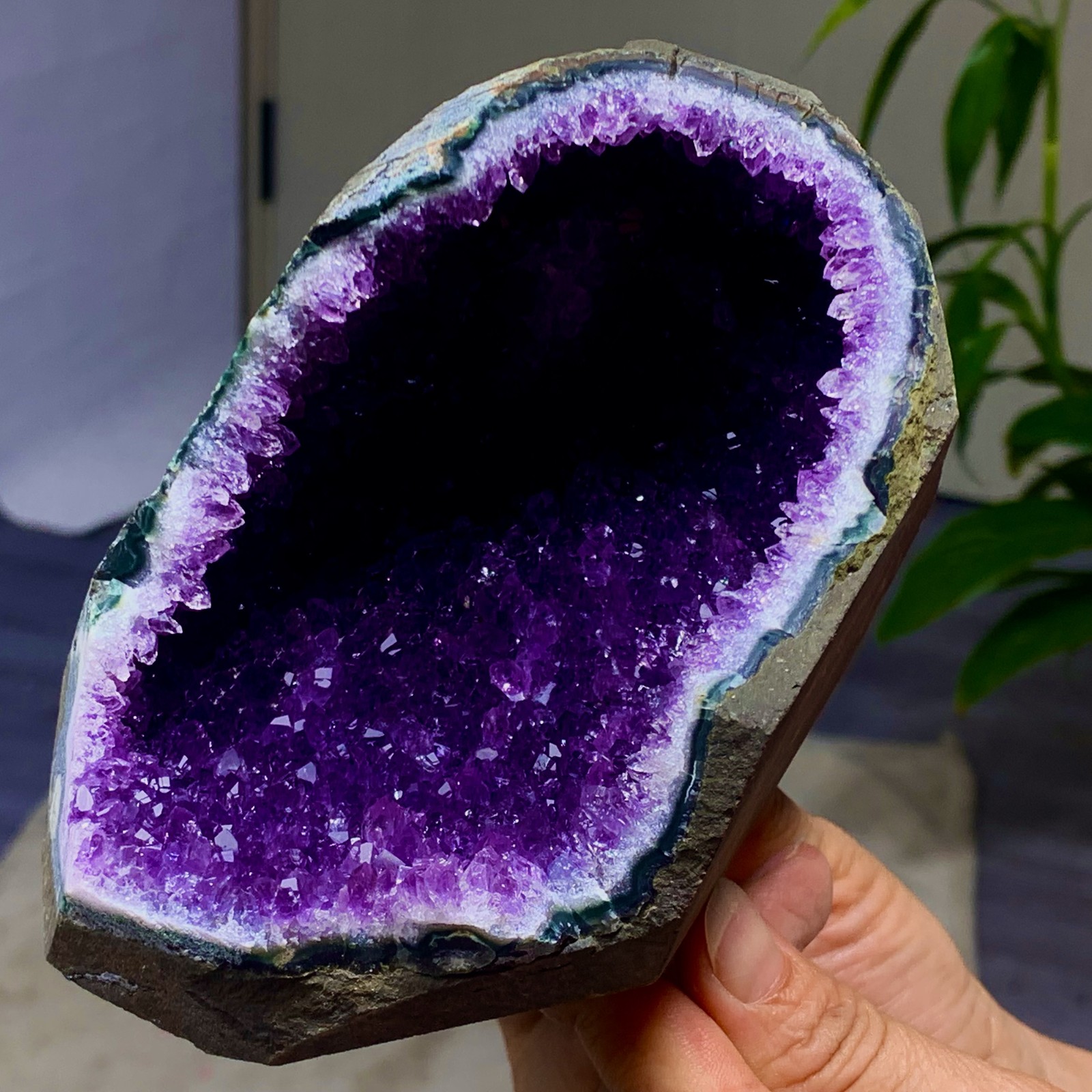 1.92LB Natural Amethyst geode quartz cluster crystal specimen Healing