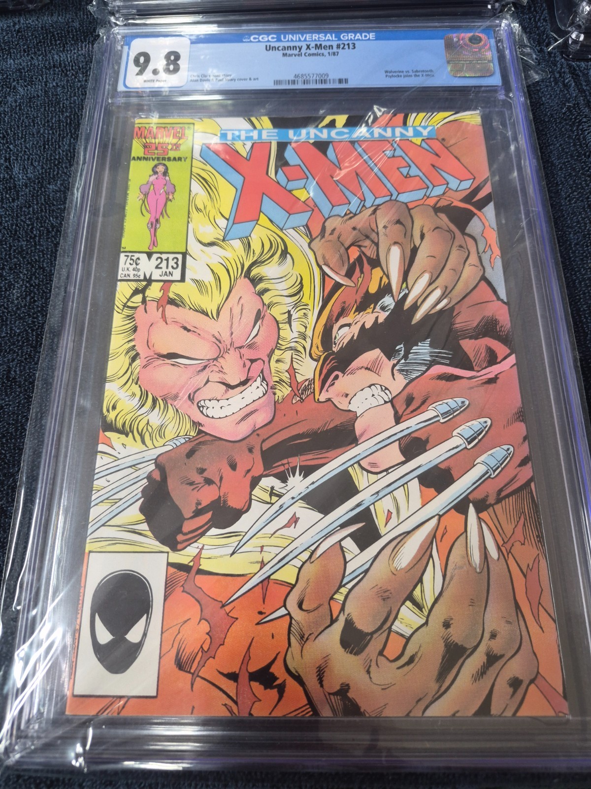 The Uncanny X-Men 213 1987 CGC 9.8 White Pages Wolverine vs Sabretooth