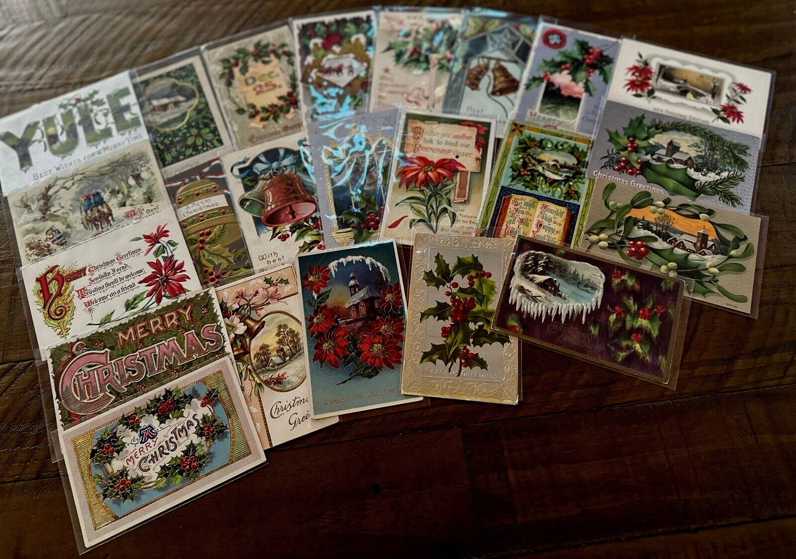 Lot of 22 ~Vintage Antique ~Christmas Postcards~Early 1900's~ in Sleeves~k508