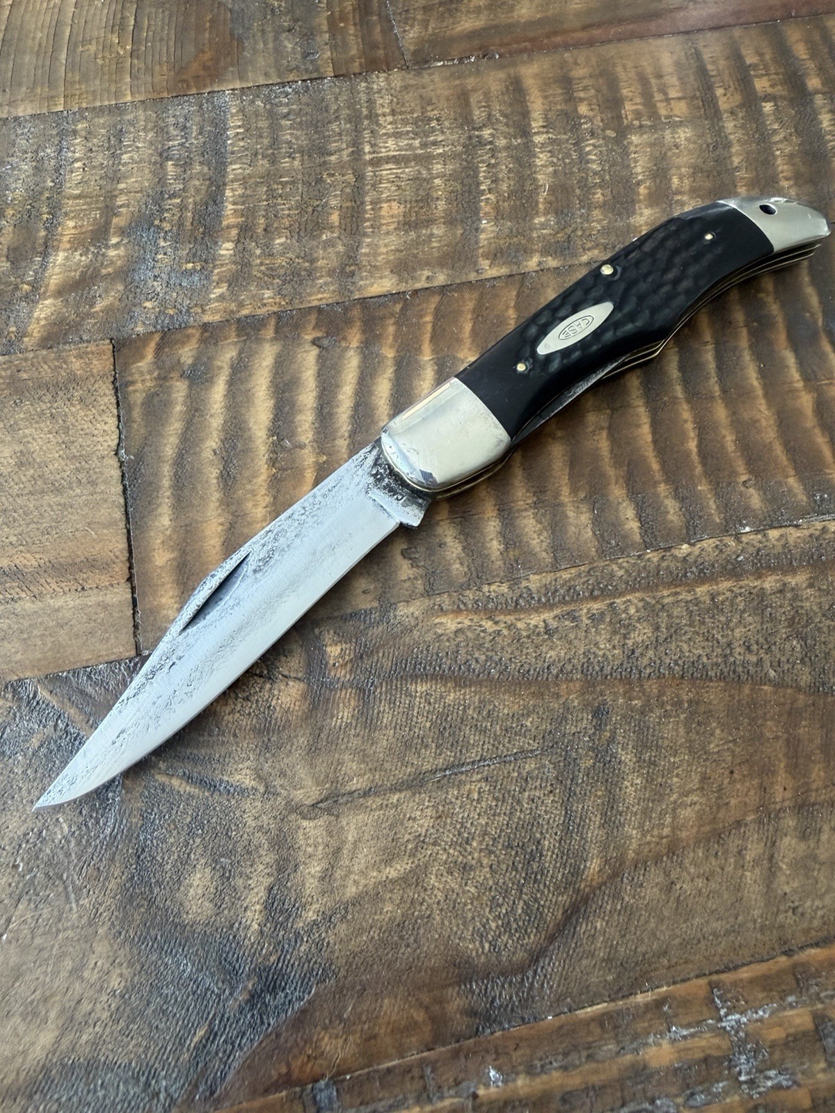 Vintage Case SAB Folding Hunter Knife Jigged Wood Handle Unique Collectible