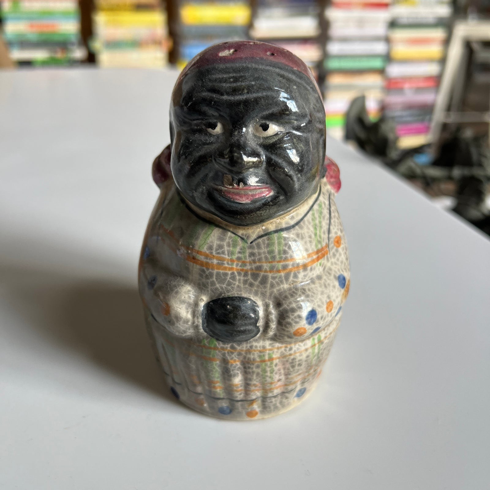 VTG 50s Black Americana Ceramic Salt Kitchen shaker