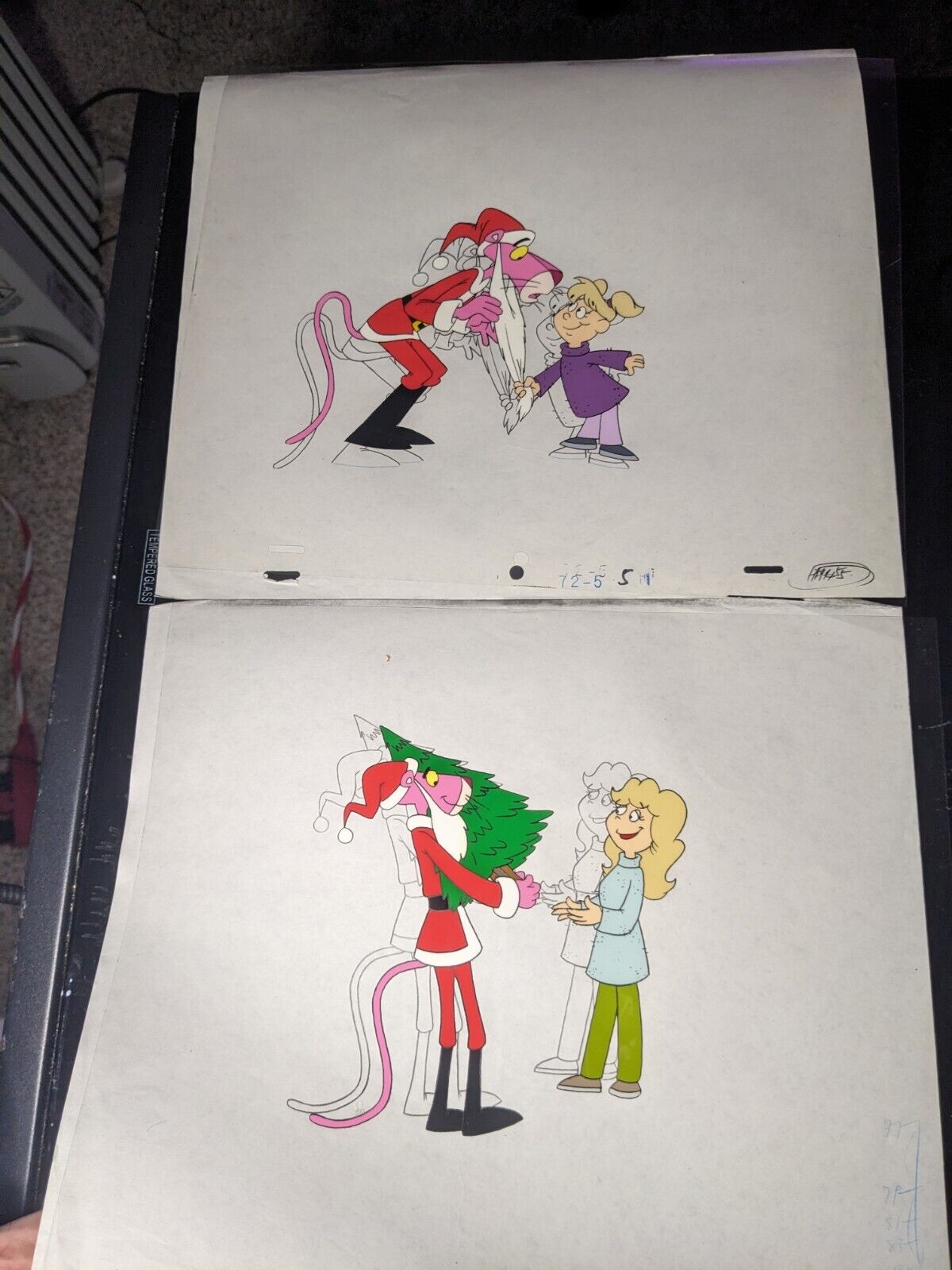 Pink Panther Animation Cel Vintage TV cartoon production Christmas  I10