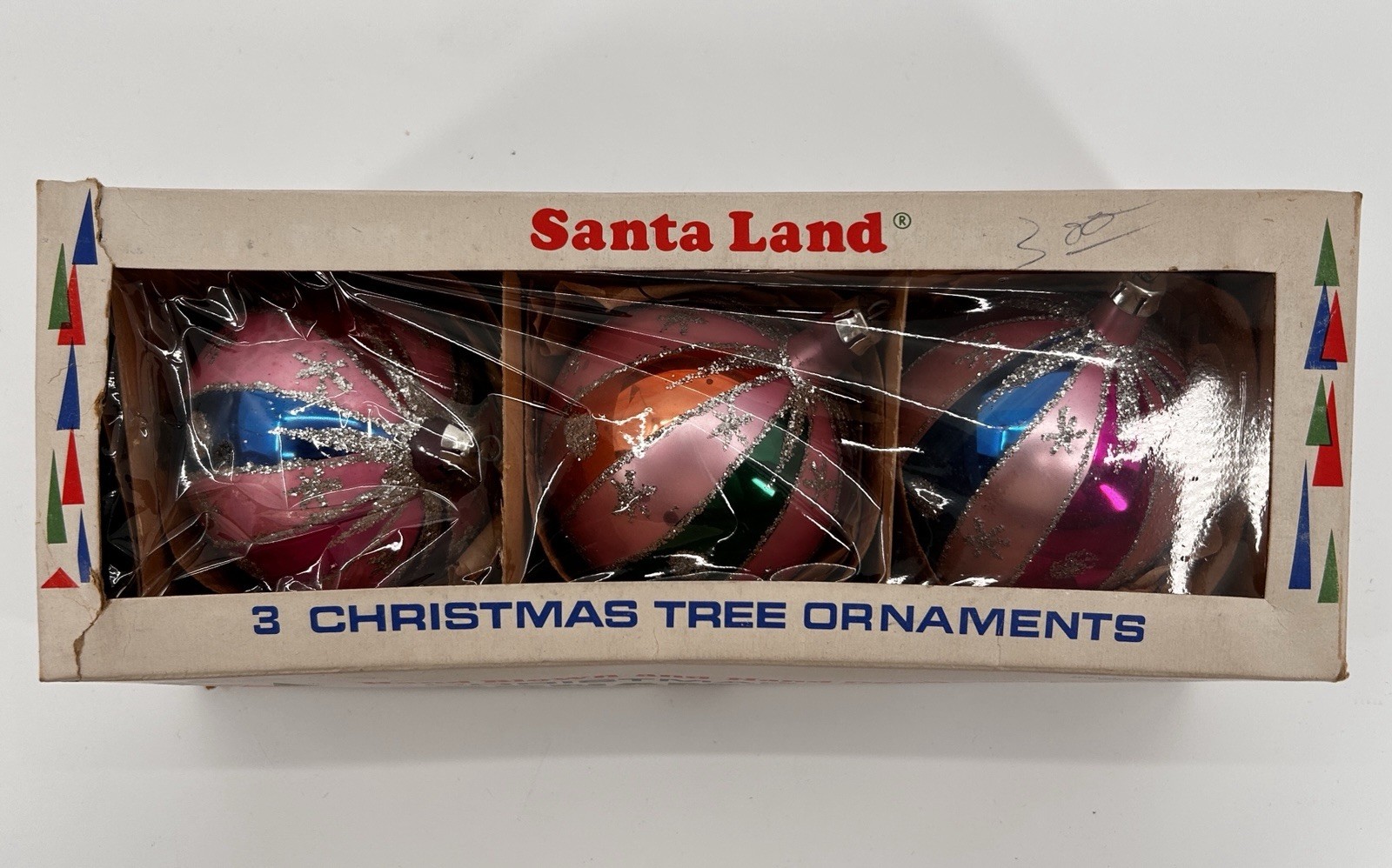 Vintage 60's Santa Land Poland Ornaments 3 Pack of 3