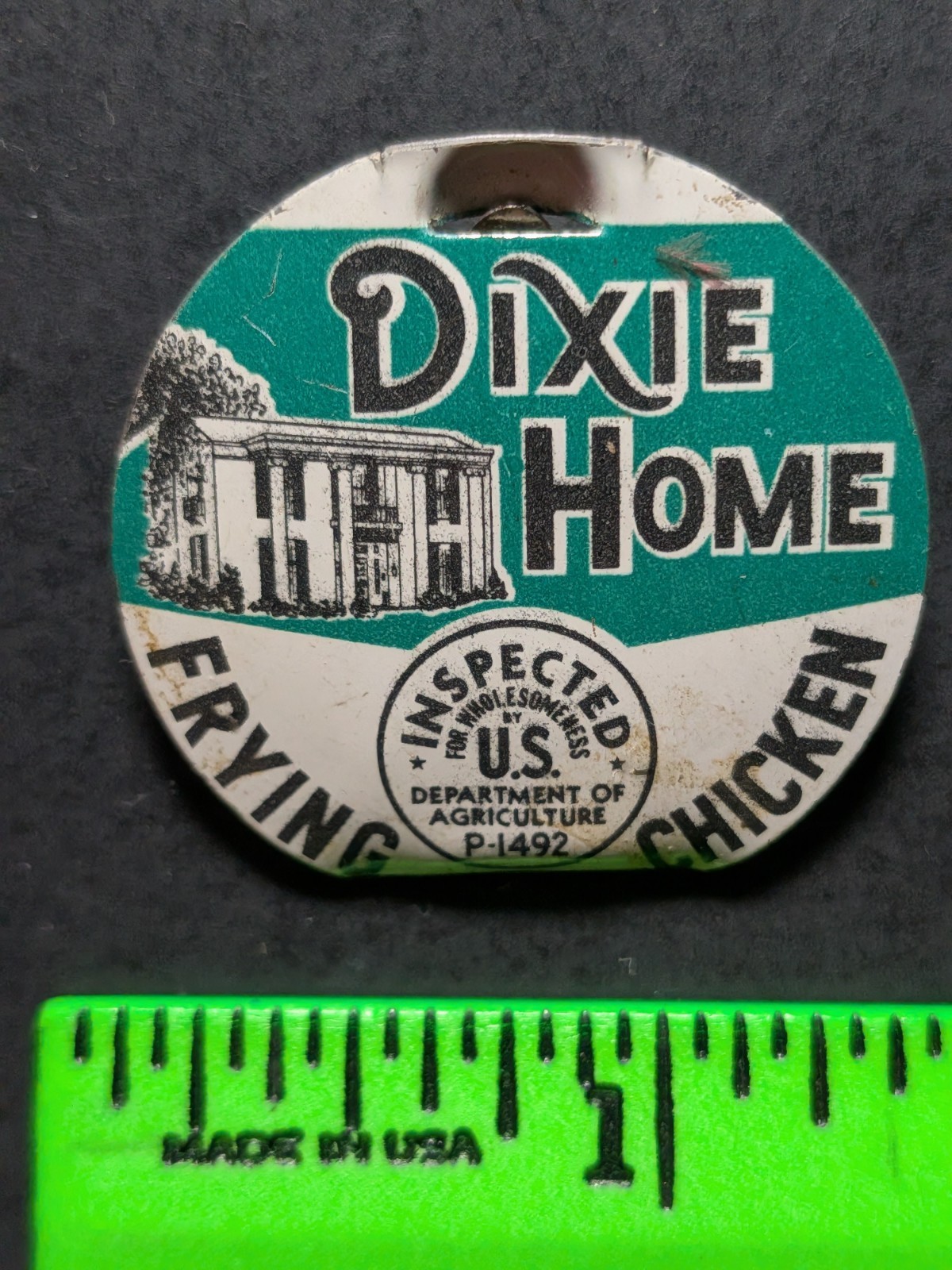 Vintage Dixie Home Frying Chicken Pinback Pin