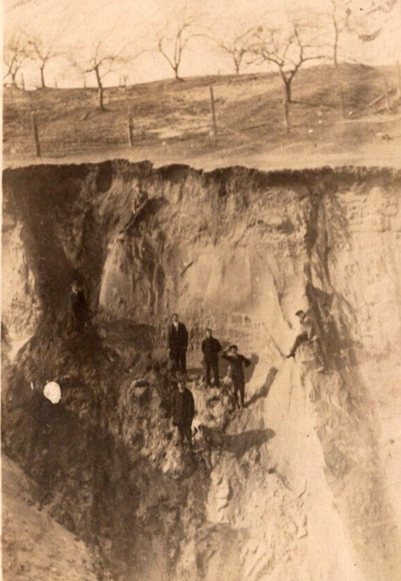 RPPC Real Photo Postcard - Massive Landslide on Orchard With 7 Men - c1910 RPPC Real Photo Postcard - Massive Landslide on Orchard With 7 Men - c1910