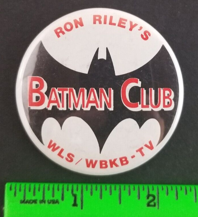 Vintage Ron Riley's Batman TV Station Pinback Pin