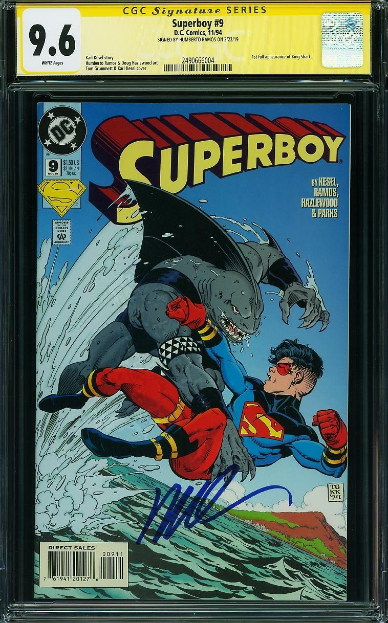 Superboy #9 CGC 9.6 WP SS (Signed Humberto Ramos) 1994 DC (1st App King Shark)