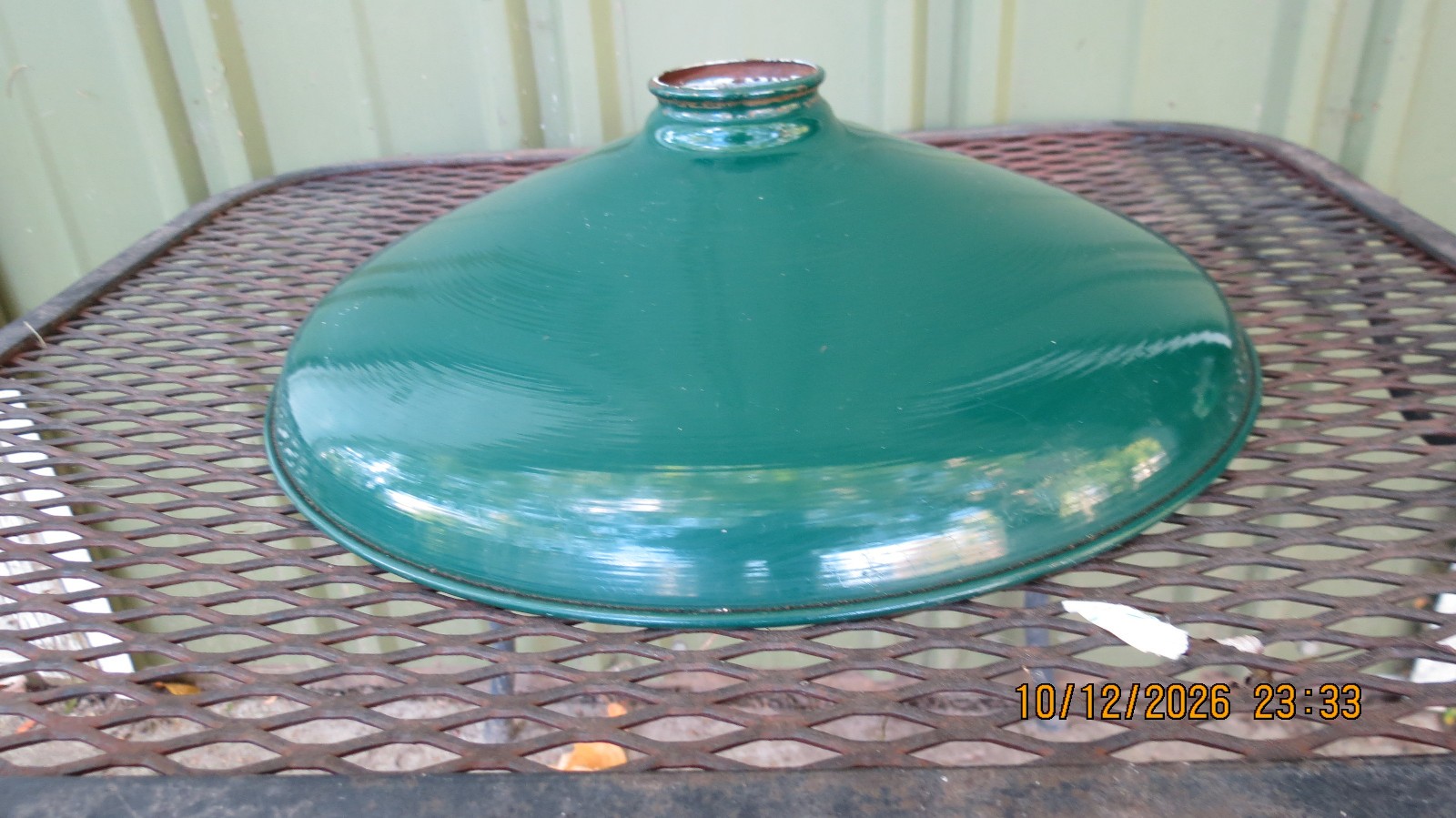 Vintage Green Enamel 11.75 Industrial /Gas Station/Barn Light Shade
