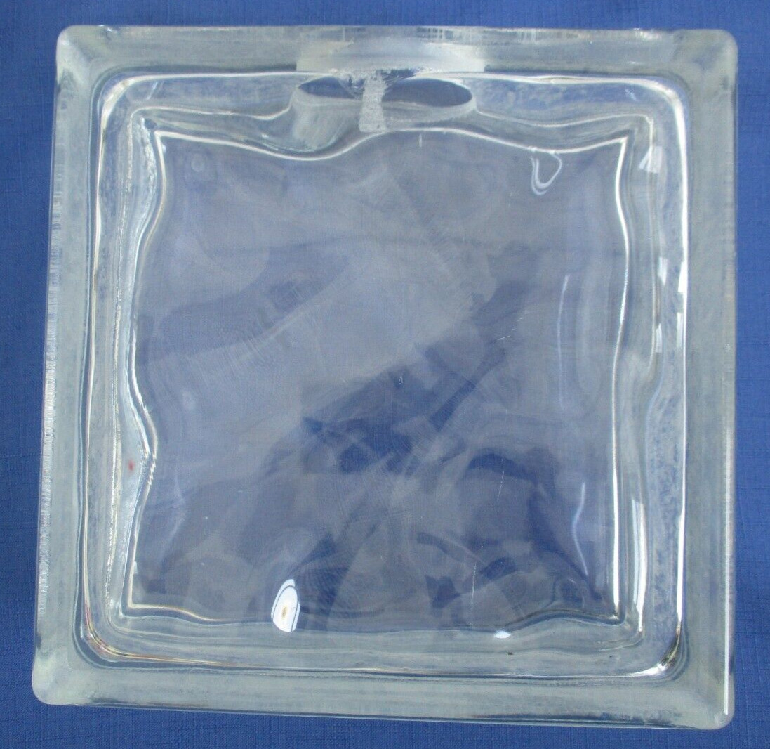 Vintage 1970's Large Clear Block Square Glass Bud Vase Flowers Heavy