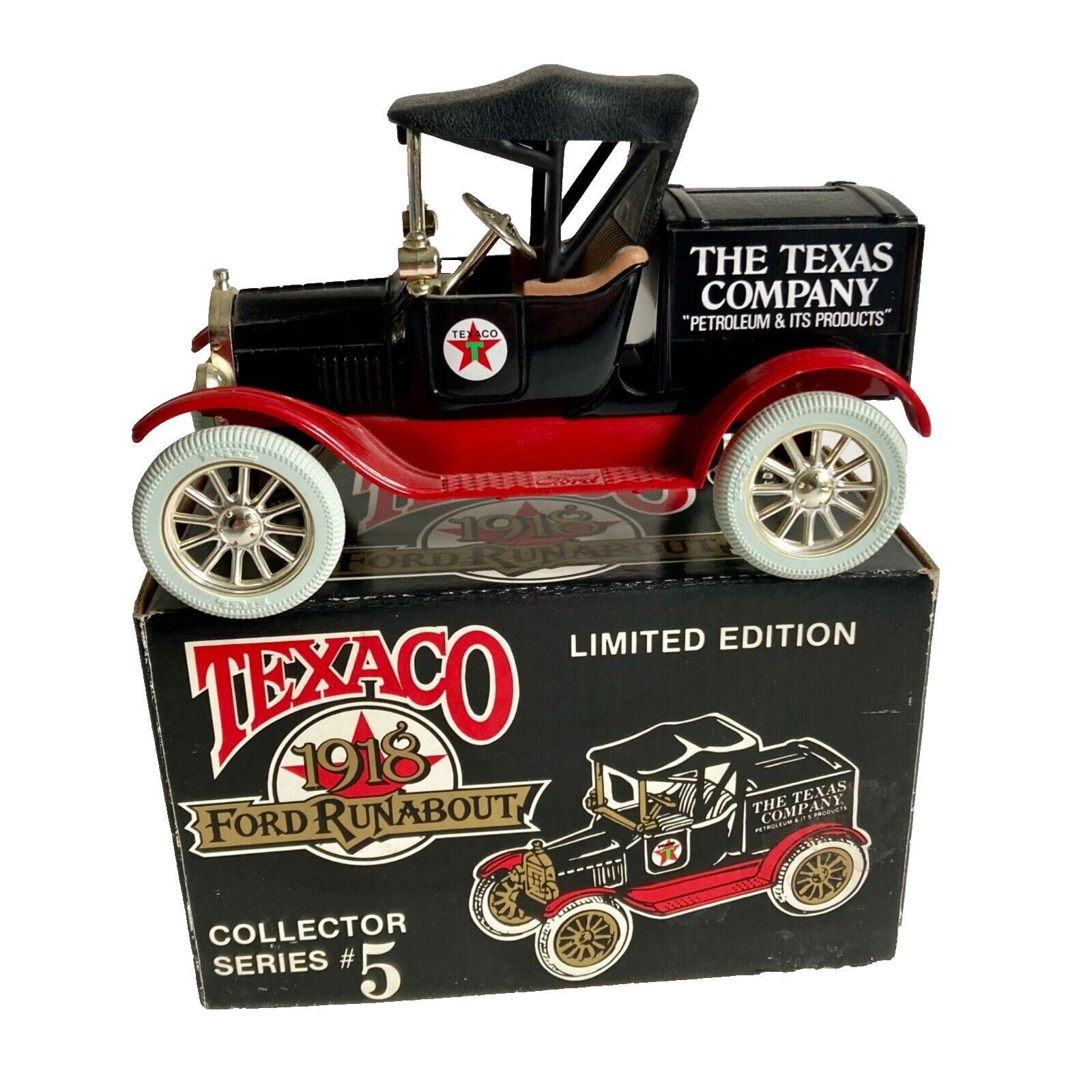 Vintage Ertl Texaco 1918 Ford Runabout Car Diecast Truck #5 Coin Bank w/ KEY