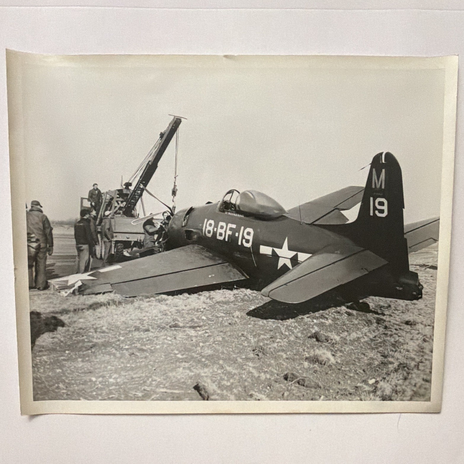 Original 1946 Photo F8F Bearcat Fighter Crash Restricted Marthas Vineyard 8x10 