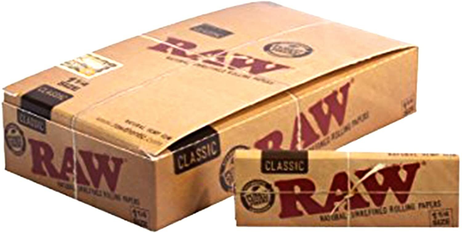 Raw 1.25 (1 1/4) Classic Hemp Rolling Paper Full Box 24 pk box 100% Authentic