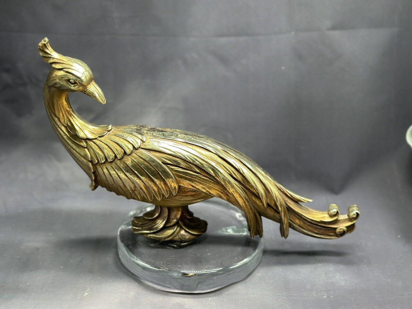 Vintage Syroco Gold Peacock Pheasant Figurines MCM Regency Sculpture