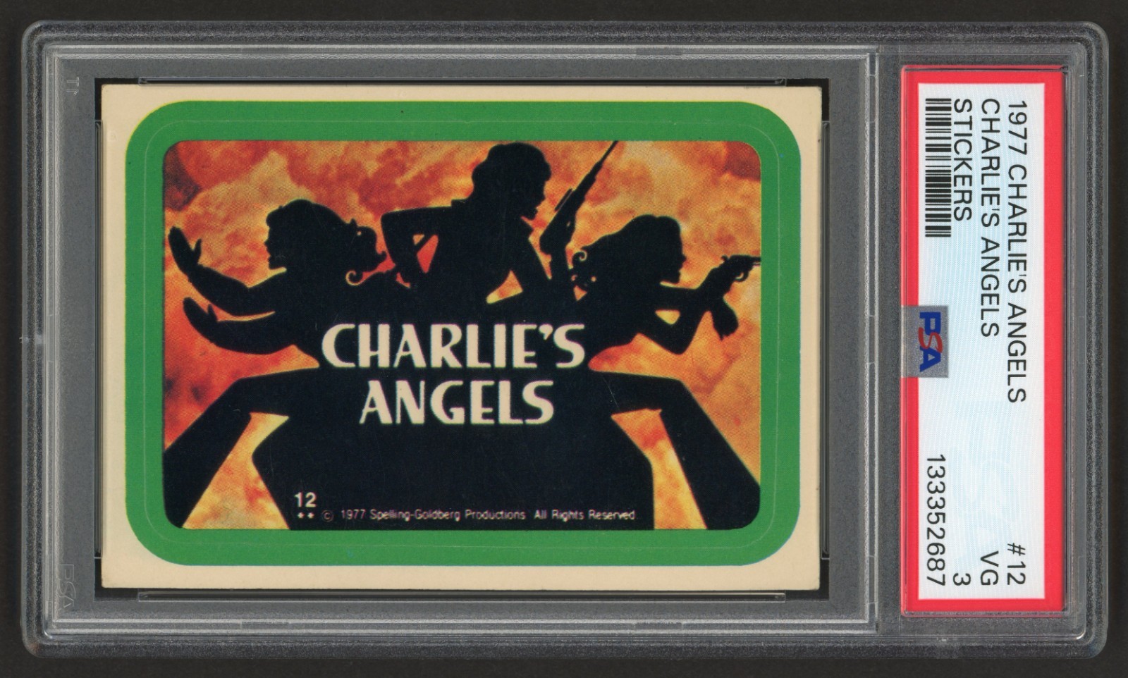 1977 CHARLIE\'S ANGELS CHARLIE\'S ANGELS LOGO STICKERS #12 VINTAGE PSA 3 VG