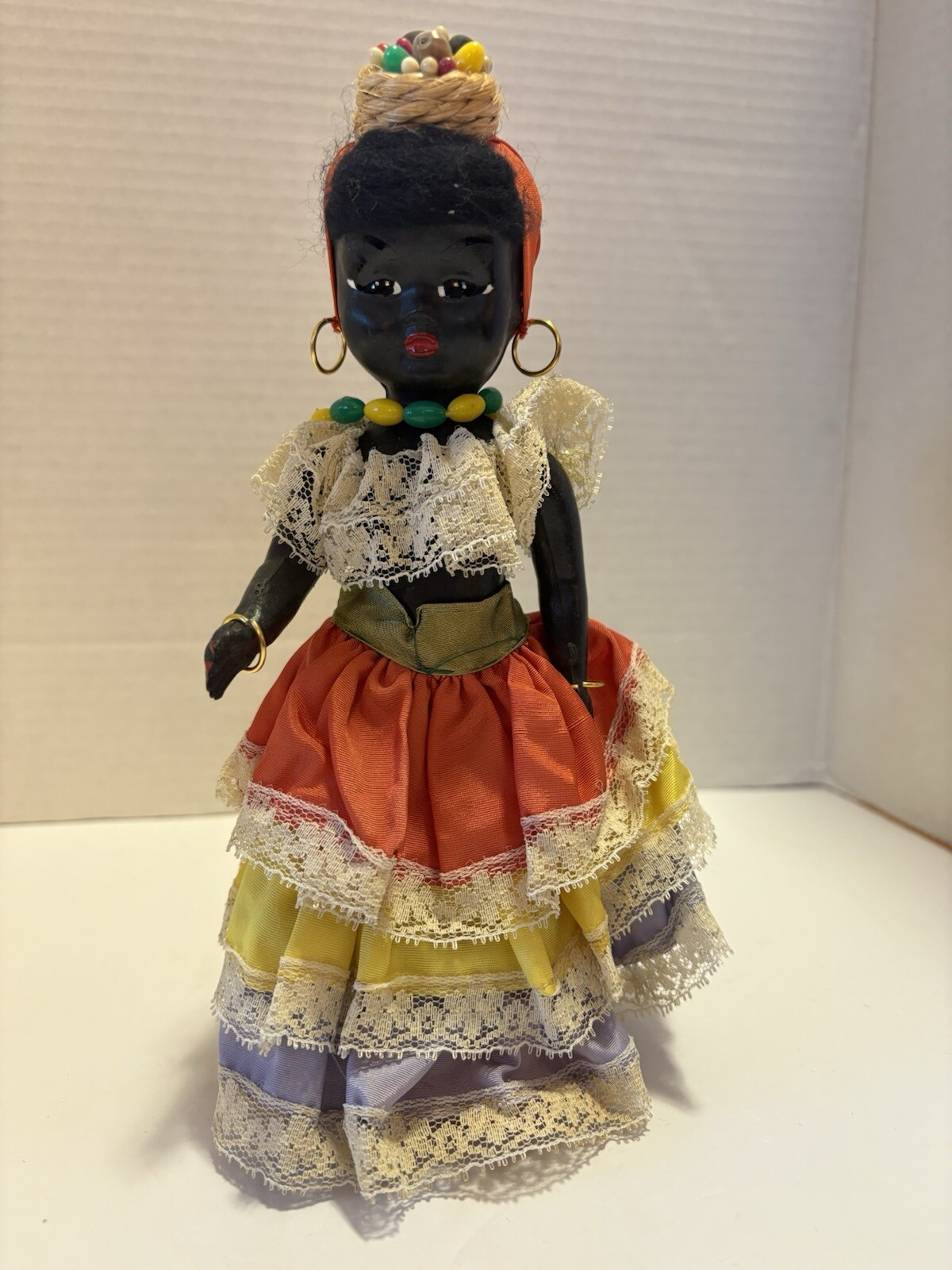 Vintage Ethnic Doll On Stand. Traditional Attire. Colorful Fabric And Jewelry. Vintage Ethnic Doll On Stand. Traditional Attire. Colorful Fabric And Jewelry.