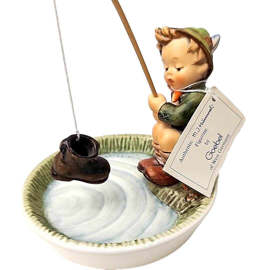 Hummel Goebel #373 Just Fishing Figurine With Box Boy Fishing