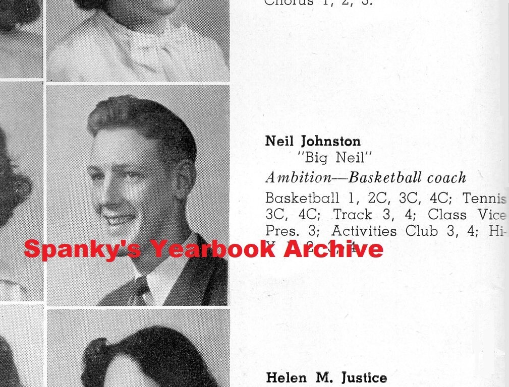 1940s High School YB w/ NEIL JOHNSTON ~ Philadelphia Warriors 3x Scoring Champ**