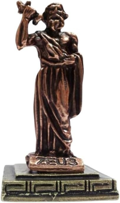 Ancient Greek God Zeus Statue Miniature Bronze Mythology Figurine