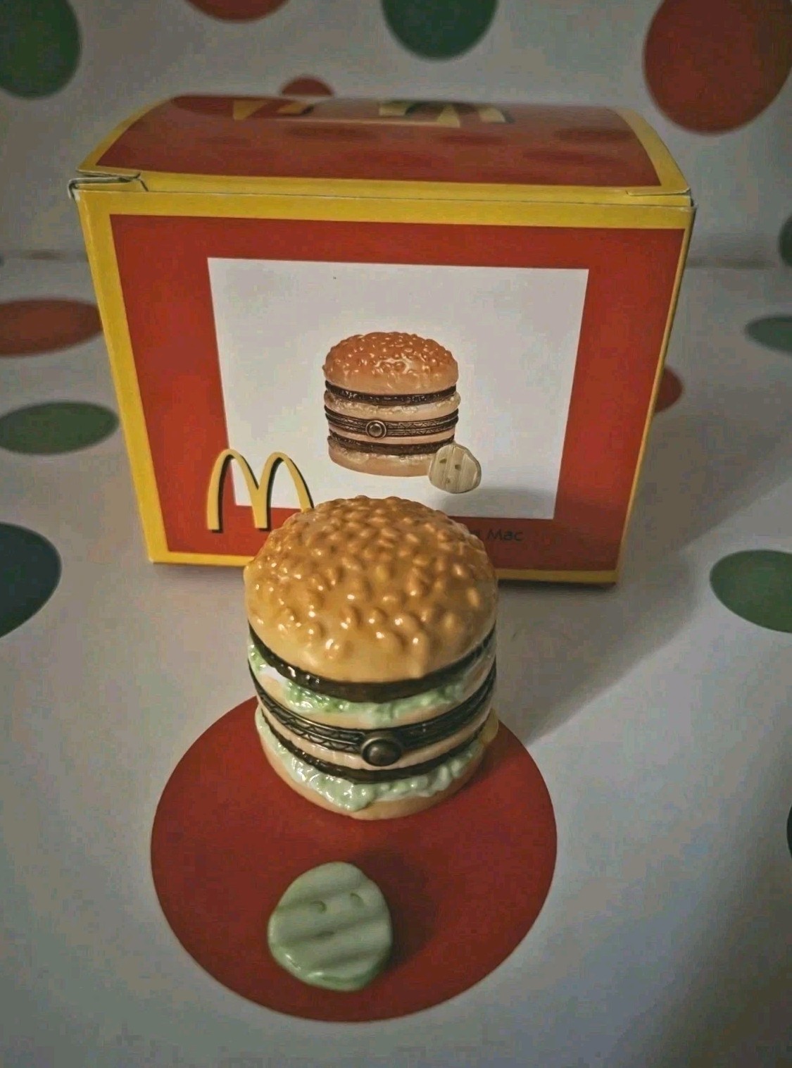 McDonald's Big Mac PHB Porcelain Hinged Box with Pickle Midwest of Cannon Falls