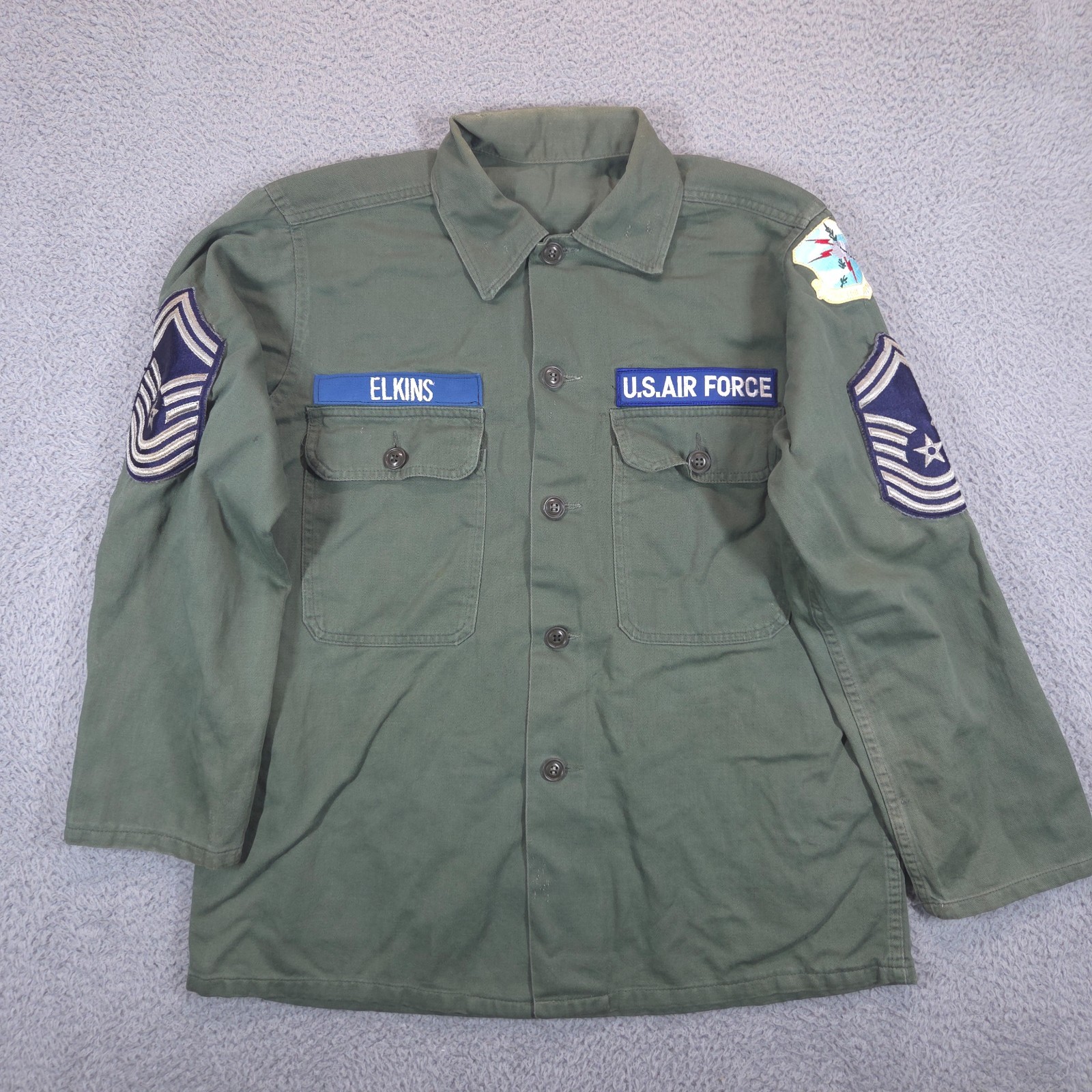 Vintage OG 107 Utility Shirt 21x27 Air Force Vietnam 2nd Pattern Sateen 60s