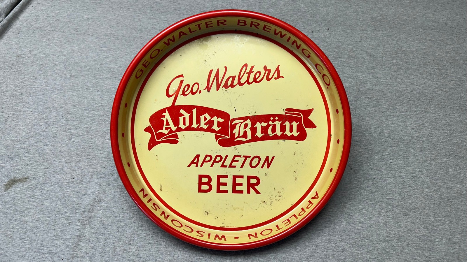 Vintage 1940's? Beer Tray, Adler Brau Beer/Geo Walters Brewing Co Appleton WI.