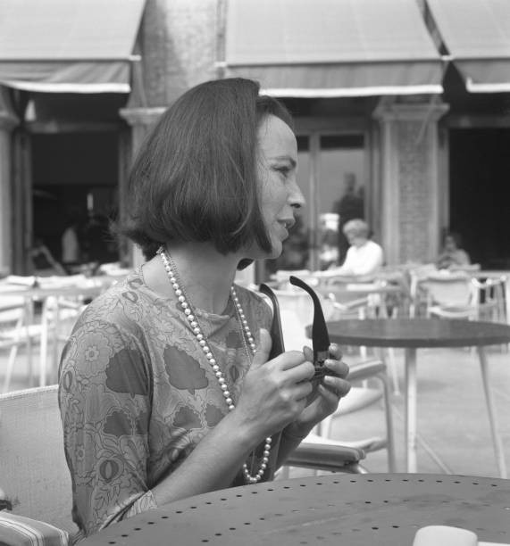 English actress Claire Bloom portrayed while talking Lido Venice 1- Old Photo