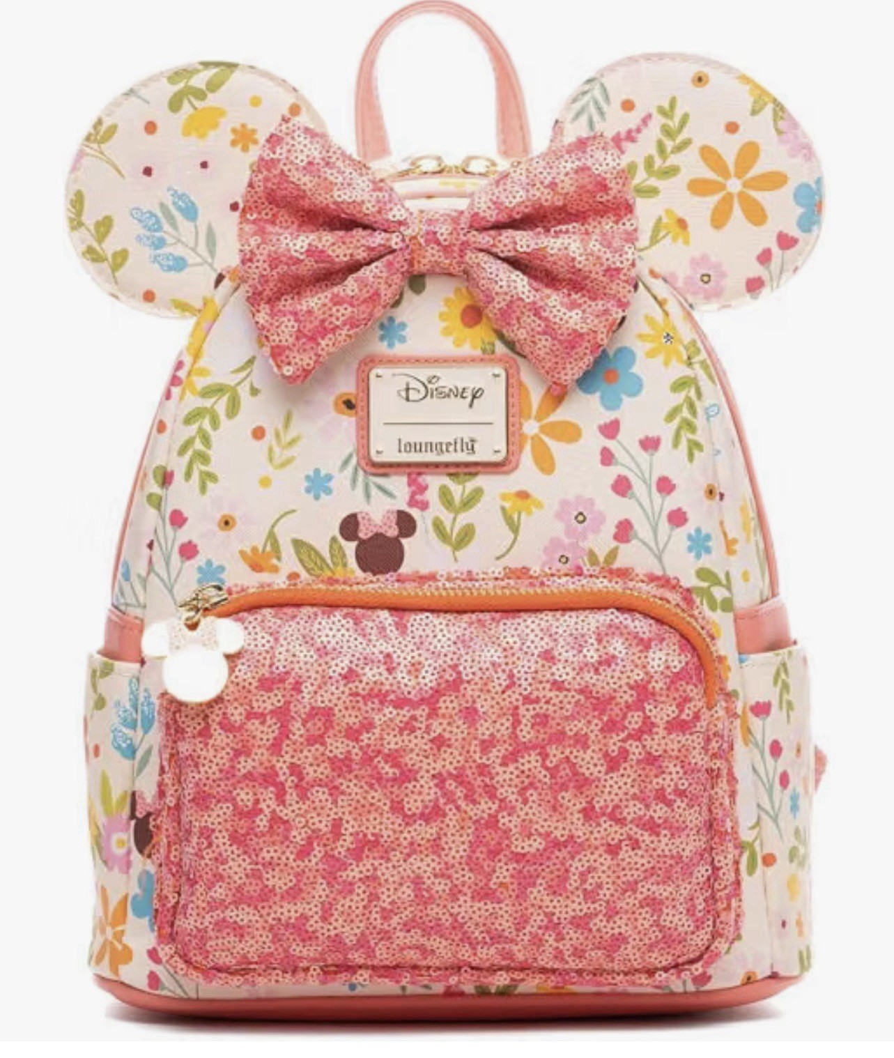 Loungefly Disney Minnie Mouse Springtime Sequins Womens Backpack NWT